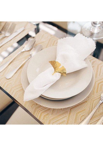 Peçete Yüzük Seti 6, Ginkgo Yaprak Peçete Halkaları Düğün Altın Peçete Tokası Şükran Günü Masa Dekorasyonu (Yurt Dışından) fırsatları