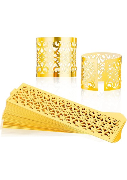 150 Pcs Peçete Yüzükleri Kesim Peçete Tutucusu Havlu Yemek Masası Ayarları Için Teslim Edilebilir Peçete Bantları Dekor Düğün Partisi Altın (Yurt Dışından)