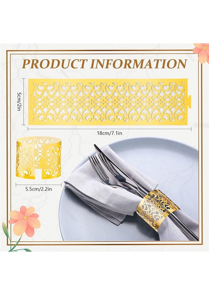 150 Pcs Peçete Yüzükleri Kesim Peçete Tutucusu Havlu Yemek Masası Ayarları Için Teslim Edilebilir Peçete Bantları Dekor Düğün Partisi Altın (Yurt Dışından) modelleri