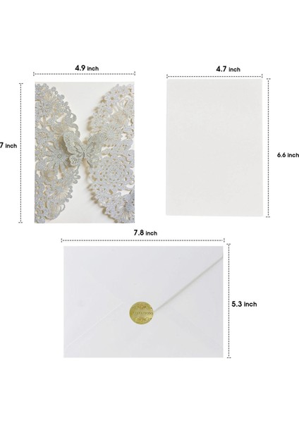 20 Set Kelebek Davet Kartları Dantel Düğün Davetiyeleri Zarflarla (Mavi Glitter) (Yurt Dışından) fiyatları