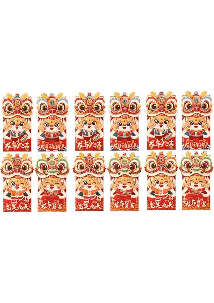 12PCS Kırmızı Zarflar Çin Kırmızı Zarf Şanslı Para Zarfı, Çin Yeni Yıl Kırmızı Zarflar, Yeni Yıl Kırmızı Paket (Yurt Dışından)