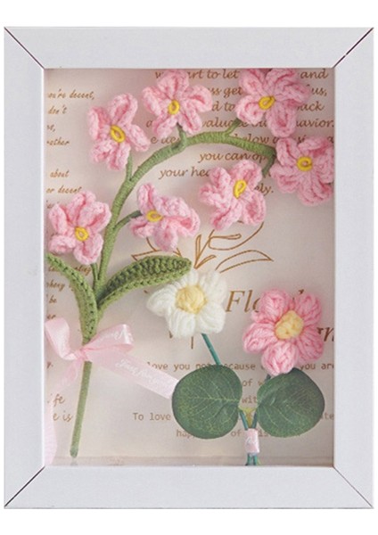 Tığ Işi Yün Çiçek Bitmiş Örme Buket Fotoğraf Süsleri Kolye Sevgililer Günü Hediye Pembe (Yurt Dışından)