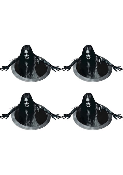 Cadılar Bayramı Zemin Duvar Çıkartması, Uzun Saç Kadın Korku Duvar Sticker, 3D Gerçekçi Korku Zemin Sticker (Yurt Dışından)