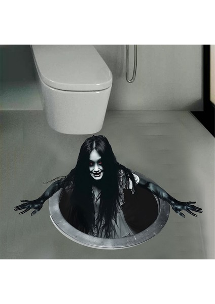 Cadılar Bayramı Zemin Duvar Çıkartması, Uzun Saç Kadın Korku Duvar Sticker, 3D Gerçekçi Korku Zemin Sticker (Yurt Dışından) fiyatları