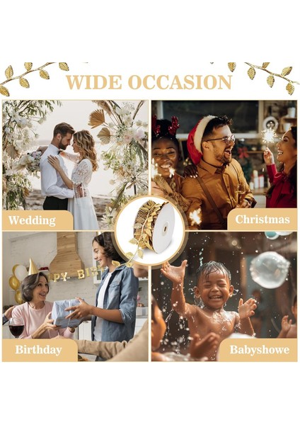 Şerit Çelenk, 33 Feet Noel Altın Şerit, Altın Bırak Şerit Çelenk Diy El Sanatları Hediye Sarma, Dekorasyonlar (Yurt Dışından) modelleri