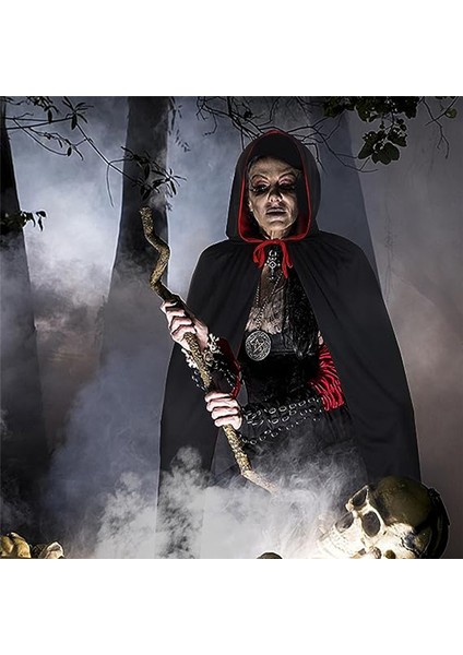 2pcs Cadılar Bayramı Vampir Pelerini, Cadılar Bayramı Yetişkin Cosplay Için Tersinir Kapüşonlu Vampir Cape, Siyah ve Kırmızı 5ft A (Yurt Dışından) modelleri