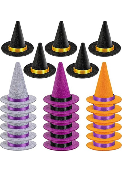 23 Pcs Mini Cadı Şapkaları Cadılar Bayramı Hisset 4 Renkli Cadı Şapkaları Hisset Hitch Hats Cadılar Bayramı Şarap Şişesi Parti Dekorasyonu (Yurt Dışından)