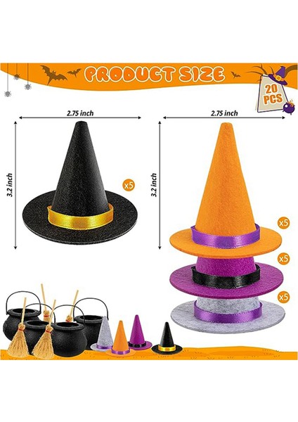 23 Pcs Mini Cadı Şapkaları Cadılar Bayramı Hisset 4 Renkli Cadı Şapkaları Hisset Hitch Hats Cadılar Bayramı Şarap Şişesi Parti Dekorasyonu (Yurt Dışından) modelleri