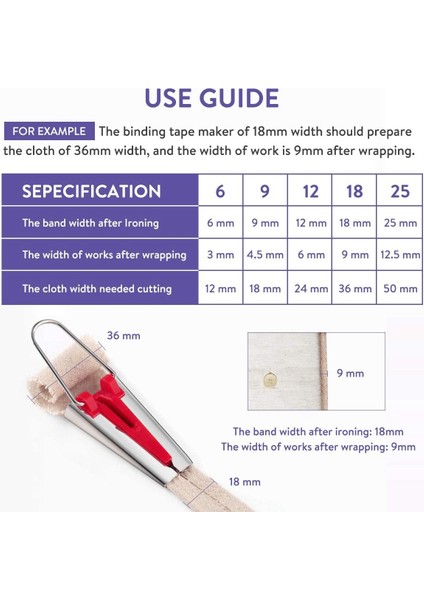 5 Adet Dikiş Aksesuarları Önyargı Bant Üreticisi Set Patchwork Araçları 6/9/12/18/25 mm Önyargı Bağlayıcı Bant Üreticisi (Yurt Dışından) fırsatları
