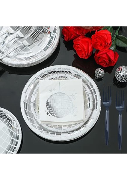 Disko Parti Malzemeleri Sofra Takımı Seti Disko Top Yemek Plakası Peçete Çatalı Disko Doğum Günü Rock Dans Müzik Partisi, 200 Adet (Yurt Dışından) fiyatları