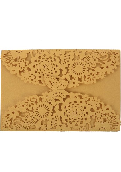 10PCS/SET Hassas Oyma Kelebekler Romantik Düğün Davetiyesi, Düğün Için Zarf Davetiyeleri ： Altın Sarı (Yurt Dışından)