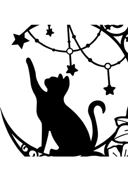 Siyah Kediler Ay Metal Duvar Sanat Dekor Demir Duvar Sanat Siyah Hollow Gül Heykel Asılı Dekor Rustik Metal Kedi Duvar Dekor (Yurt Dışından) fiyatları