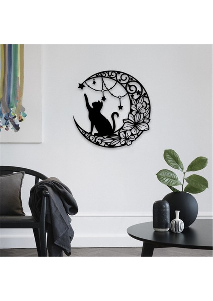 Siyah Kediler Ay Metal Duvar Sanat Dekor Demir Duvar Sanat Siyah Hollow Gül Heykel Asılı Dekor Rustik Metal Kedi Duvar Dekor (Yurt Dışından) modelleri