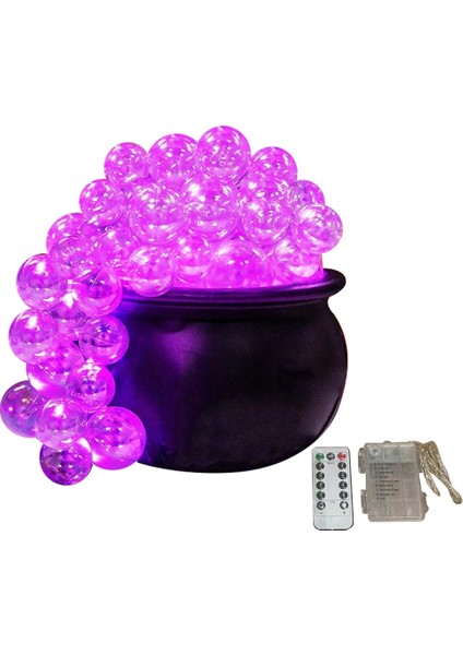Cadılar Bayramı Kabarcık Seti Cadılar Bayramı Dekorasyonları Kapalı Dıy Kiti ile Açık Top Cadılar Bayramı Dekoru Pembe-Mor Uzaktan Kumanda (Yurt Dışından)