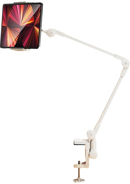 Tembel Kişi Braket Tablet Tutucu Masası Stand Ayarlanabilir Katlanabilir Kol Tablet Braketi Beyaz (Yurt Dışından)