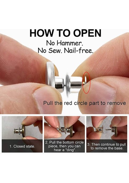 8 Set Düğme Pin Kot Pantolon, Kesintisiz Uyum, Çıkarılabilir Pantolon Düğme Pimleri, Mükemmel Uyum Anında Kot Düğmeleri (Yurt Dışından) fiyatları