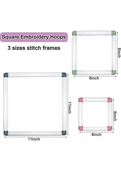 3 Paket Kare Nakış Çemberleri Çapraz Dikiş Çemberleri Yumruk Iğne Çemberleri Nakış Kapitone Çerçevesi, Gösterildiği Gibi (Yurt Dışından) modelleri