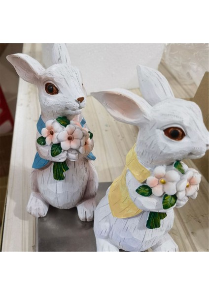 2 Adet Paskalya Tavşanı Dekorasyonları Reçine Tavşan Figürinler, Bahar Tavşanı Dekoru El Yapımı Çift Tavşan Heykelleri Ev Dekoru (Yurt Dışından) fiyatları