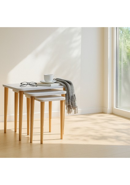 Yuvarlatılmış Kenarlı Zigon Sehpa, Beyaz modelleri