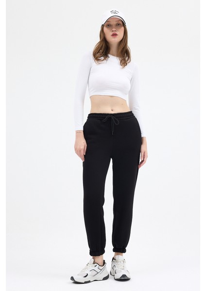 Siyah Yan Şerit Detaylı Kadın Eşofman 9209M