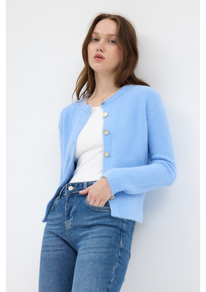 Bebe Mavi Kadın Yumoş Dokulu Düğmeli Triko Hırka 2241 fiyatları