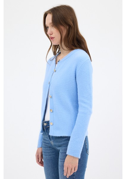 Bebe Mavi Kadın Yumoş Dokulu Düğmeli Triko Hırka 2241 modelleri