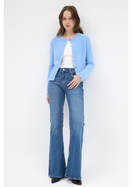 Bebe Mavi Kadın Yumoş Dokulu Düğmeli Triko Hırka 2241 fırsatları