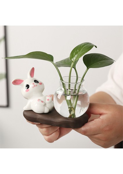 Karikatür Sevimli Tavşan Hidroponik Çiçek Vazo Şeffaf Cam Çiçek Aranjman Bitki Kapları Bitkiler Ev Dekor Için Pot (Yurt Dışından) modelleri