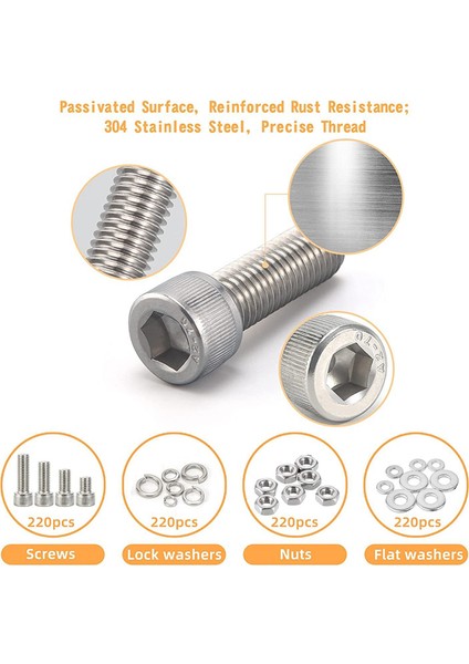 890PCS M3-M6 Vida Çeşitleri, Cıvatalar ve Fındık Kiti, Soket Baş Kapak Vidaları Altıgen Kafa Vidaları Çeşitlilik Seti (Yurt Dışından) fırsatları