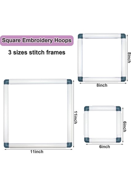 3 Paket Kare Nakış Çemberleri Çapraz Dikiş Çemberleri Yumruk Iğne Çemberleri Nakış Kapitone Çerçevesi, Mavi (Yurt Dışından) fiyatları