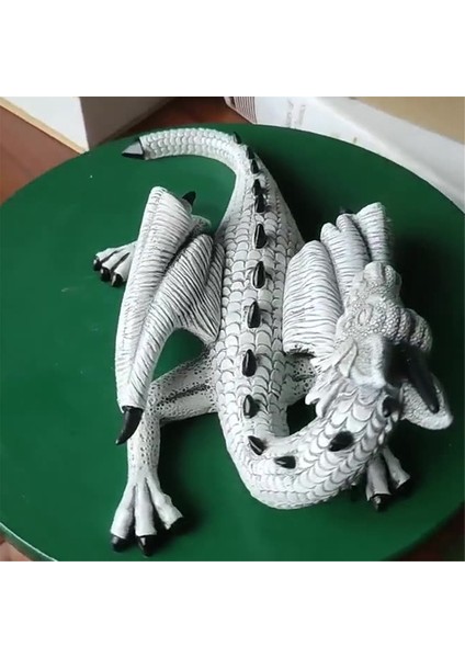 Beyaz Uçan Ejderha Baş ve Kuyruk Sallanan Bahçe Kolye Bahçesi Ev Dekorasyon Süsleri Reçine El Sanatları (Yurt Dışından)