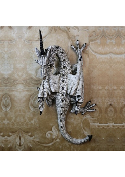 Beyaz Uçan Ejderha Baş ve Kuyruk Sallanan Bahçe Kolye Bahçesi Ev Dekorasyon Süsleri Reçine El Sanatları (Yurt Dışından) indirimleri
