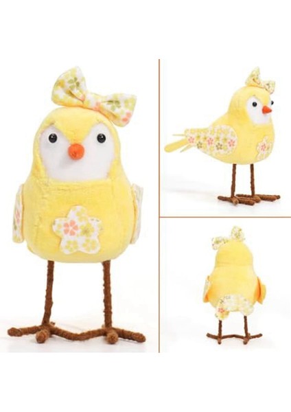 Paskalya Peluş Kuş Bebekleri Tatil Ayakta Kuş Parçası Süslemeleri Uzun Bacak ve Baskılı Eşarp ve Yay Masa Sarı (Yurt Dışından) indirimleri