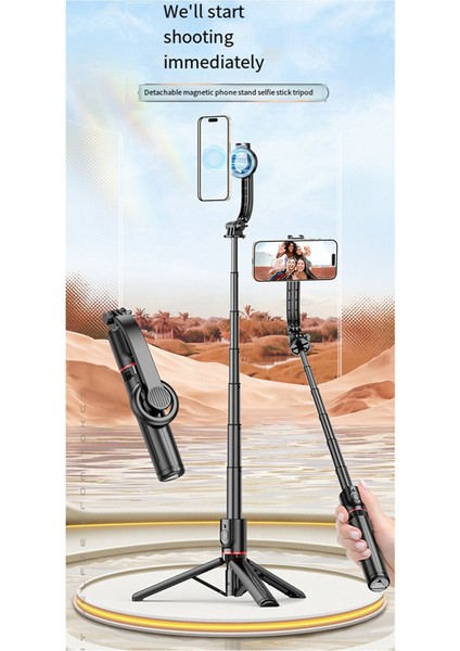 Manyetik Canlı Yayın Braketi Bluetooth Fotoğraf Tripod Kablosuz Bluetooth Selfie Stick ile Küçük Yuvarlak Işık (Yurt Dışından) fiyatları