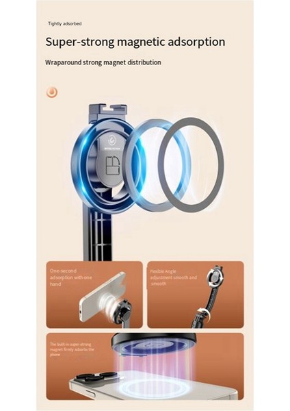 Manyetik Canlı Yayın Braketi Bluetooth Fotoğraf Tripod Kablosuz Bluetooth Selfie Stick ile Küçük Yuvarlak Işık (Yurt Dışından) modelleri