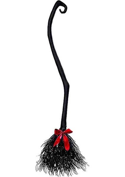 Cadılar Bayramı Dekorasyonu Cadı Uçan Süpürge, Parti Dans Kostümü Props Cadı Süpürge Dekorasyonu Siyah ve Kırmızı (Yurt Dışından)