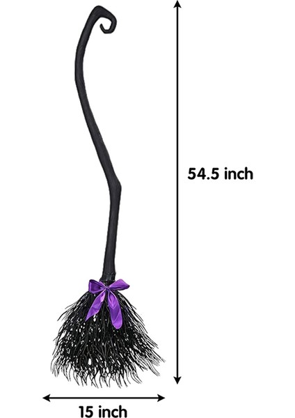 Cadılar Bayramı Dekorasyonu Cadı Uçan Süpürge, Parti Dans Kostümü Props Cadı Süpürge Dekorasyonu Siyah ve Kırmızı (Yurt Dışından) modelleri