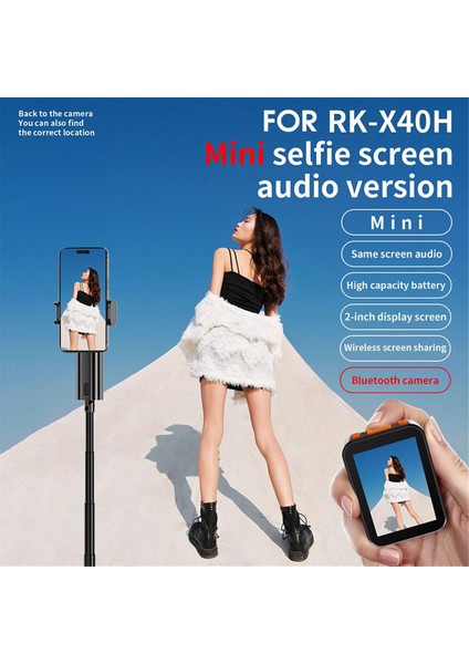 RK-X40H Kablosuz Selfie Monitör Ekranı 850MAH Bluetooth Deklanşör Focus Ayarı Telefon Stand Selfie Vlog Beyaz (Yurt Dışından) modelleri