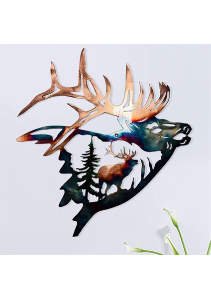 Ana Koleksiyon Metal Duvar Dekor, Geyik Geyik Duvar Sanat Heykel Siluet Zanaat Rustik Kabin Dekor Kaplama C C. (Yurt Dışından) modelleri