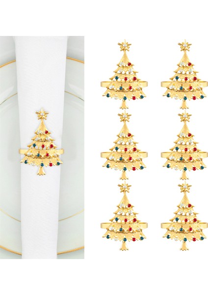 6pcs Noel Peçete Düğmesi Peçete Yüzük Peçete Yüzük Kumaş Halkası Elmas Noel Peçete Yüzükleri (Yurt Dışından)