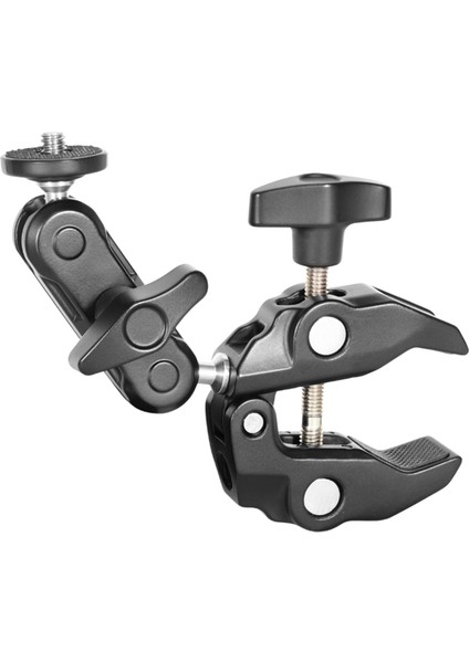 Metal Süper Kelepçe 360 ​​° Ballhead Sihirli Kol Çift Top Kafa Adaptörü 1/4in Vidalı Kamera Monitörü LED Işık Için 3/8in Iplik (Yurt Dışından)