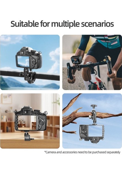 Metal Süper Kelepçe 360 ​​° Ballhead Sihirli Kol Çift Top Kafa Adaptörü 1/4in Vidalı Kamera Monitörü LED Işık Için 3/8in Iplik (Yurt Dışından) fırsatları