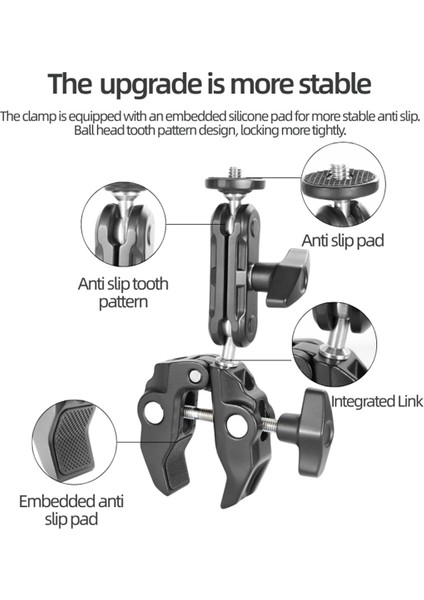 Metal Süper Kelepçe 360 ​​° Ballhead Sihirli Kol Çift Top Kafa Adaptörü 1/4in Vidalı Kamera Monitörü LED Işık Için 3/8in Iplik (Yurt Dışından) indirimleri