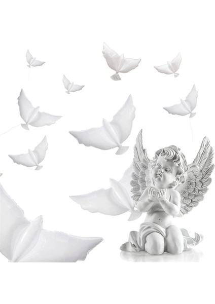 12 Paket Güvercin Balonları Memorial Sky, Biyobozunur Beyaz Angel Fenerler Cenaze Partisi Süslemeleri (Yurt Dışından) fırsatları