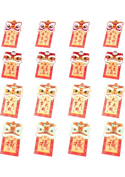 Çin Kırmızı Zarf Bahar Festivali Yeni Yıl Şanslı Para Zarfları, 16 Adet Çin Tarzı Tasarım Renkli Zarflar (Yurt Dışından)