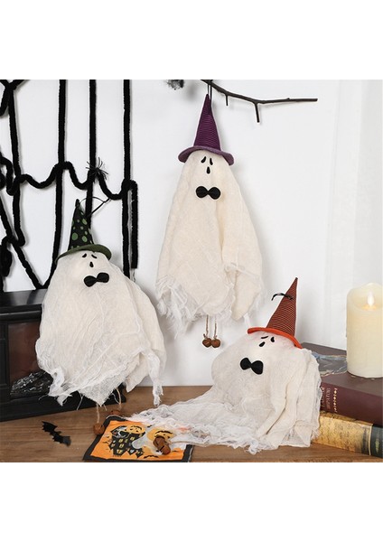 1pcs Cadılar Bayramı Orange Cadı Şapkası ile Asılı Hayaletler Sevimli Ürkütücü Hayalet Asma Hayalet Cadılar Bayramı Dekorasyonları (Yurt Dışından) fiyatları