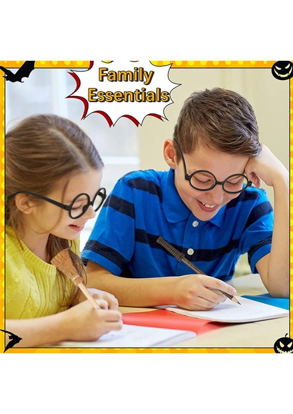 48 Pcs Cadı Süpürge Kalemi ve Yuvarlak Çerçeveli Asıklar Kalem ve Gözlükler Lens Yok, Sihirbaz Asaları Tema Partisi Malzemeleri (Yurt Dışından) fırsatları