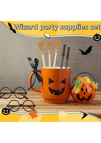 48 Pcs Cadı Süpürge Kalemi ve Yuvarlak Çerçeveli Asıklar Kalem ve Gözlükler Lens Yok, Sihirbaz Asaları Tema Partisi Malzemeleri (Yurt Dışından) indirimleri
