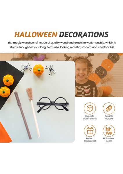 36 Pcs Cadı Süpürge Kalemi ve Yuvarlak Çerçeveli Ask Kalem ve Gözlükler Lens Yok, Sihirbaz Asaları Tema Partisi Malzemeleri (Yurt Dışından) fırsatları