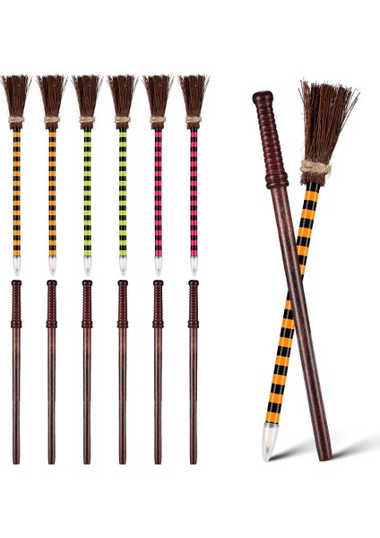 12X Asa Kalemleri Set Cadılar Bayramı Cadı Süpürge Kalemleri Sihirbaz Parti Favors Cadılar Bayramı Teması Doğum Günü Iyi Çanta Dolgu Favorileri (Yurt Dışından)